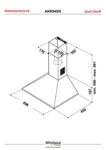 ⁦شفاط مطبخ بلت ان ويرلبول هرمي 90 سم 3 سرعات - ستيل⁩ - الصورة ⁦2⁩