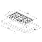 ⁦مسطح غاز بلت ان ماستر جاز 5 شعلة - 90 سم - ايطالي⁩ - الصورة ⁦2⁩