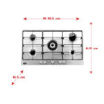 سطح غاز ايطالي تيرم بلت ان 90 سم - ستيل Trmbh90eng