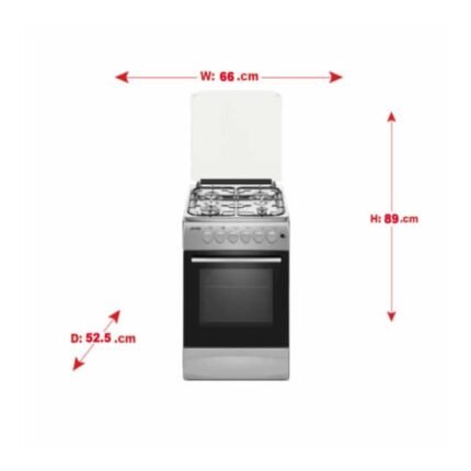فرن ارو غاز 4 شعلة 50*60 سم – فضي تركي أمان كامل Ro-5060gsks