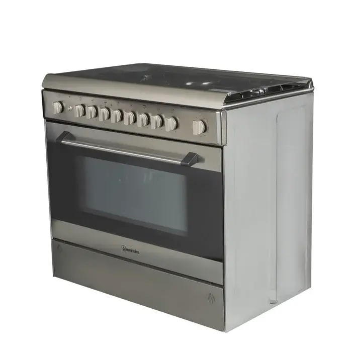 فرن غاز و كهرباء ميرلس 60×90 سم - 6 شعلات - أمان كامل - ستيل G9428X فرن غاز و كهرباء ميرلس